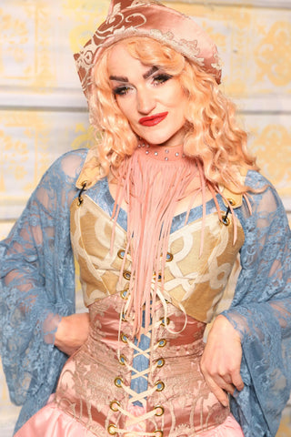 Cropped Courtier Corset in Gold Celtic Knot *PLEASE order by BUST Measurement, NOT waist!* - Surprise Sale!