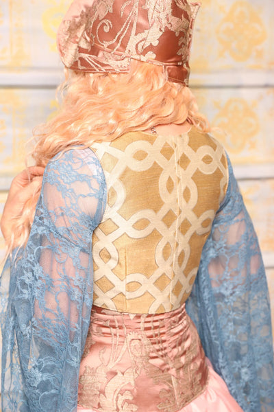 Cropped Courtier Corset in Gold Celtic Knot *PLEASE order by BUST Measurement, NOT waist!* - Surprise Sale!
