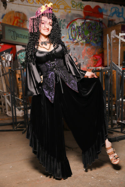17. Flutterfall Trousers in Black Velvet - The Artemis Collection