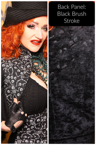 Lace Up Vest in Black Brush Strokes w/Front Panels in Dancing Skeleton - The Parlay and Promenade Collection
