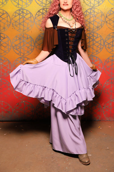 Mini Fairy Skirt w/ruffle in Lilac Matte Reverse Satin -  Bonfires, Blessings, and Blooms Collection