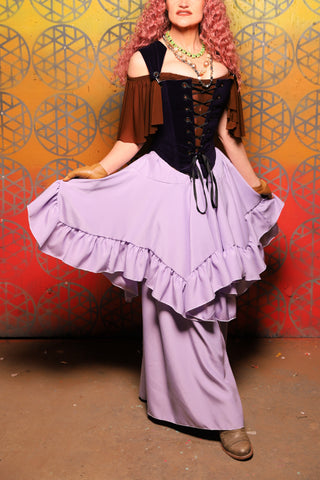 33. Mini Fairy Skirt w/ruffle in Lilac Matte Reverse Satin -  Bonfires, Blessings, and Blooms Collection