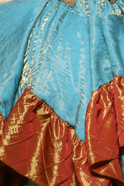 22. Mini Fairy Skirt in Mediterranean Blue Shimmer w/Sunrise Pintuck Ruffle - The Minerally Mine Collection