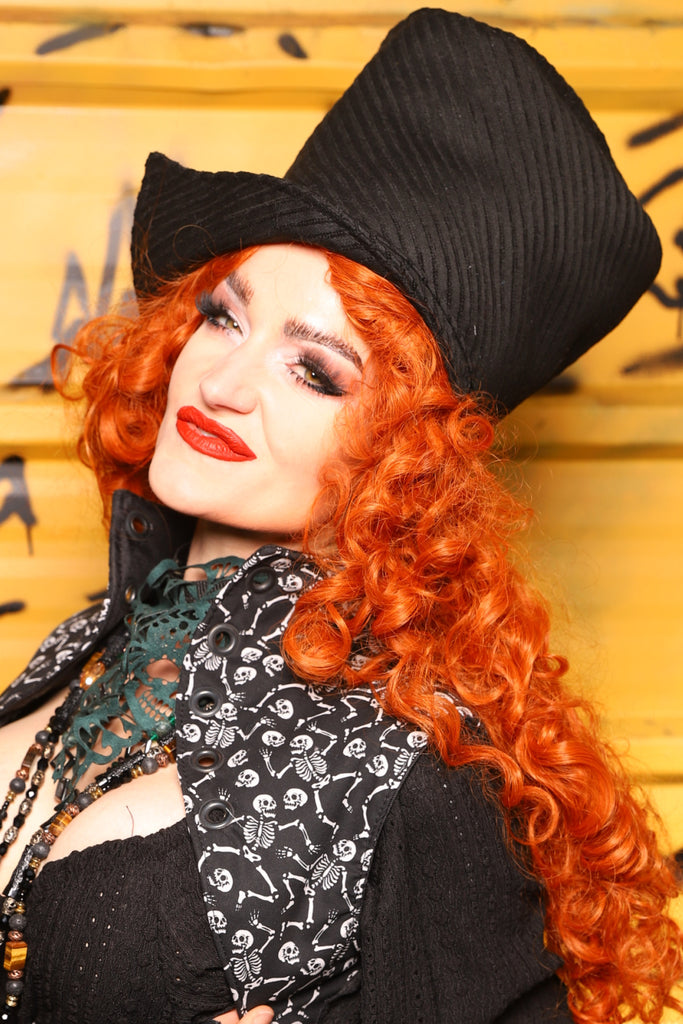 Regency Top Hat in Black Corded Upholstry - The Parlay and Promenade Collection