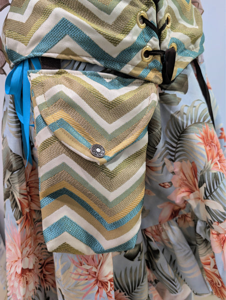 Set of Pockets in Bitter Lime Chevron - The "Fairy Flea Market" Collection