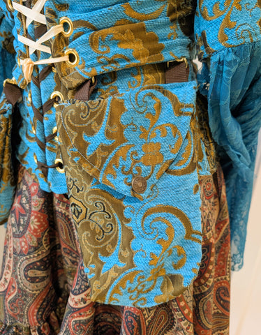 Set of Pockets in Turquise & Bronze Medallion - The "Fairy Flea Market" Collection