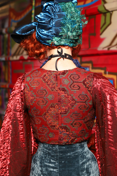 Turban Head Wrap in Dark Sapphire Crushed Shimmer - The Magic Carpet Ride Collection