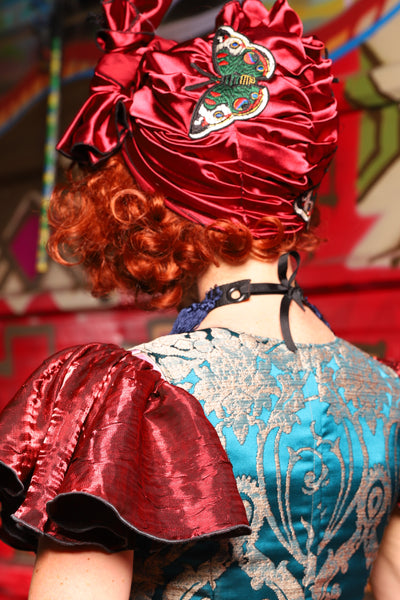 Turban Head Wrap in Garnet Satin - The Magic Carpet Ride Collection
