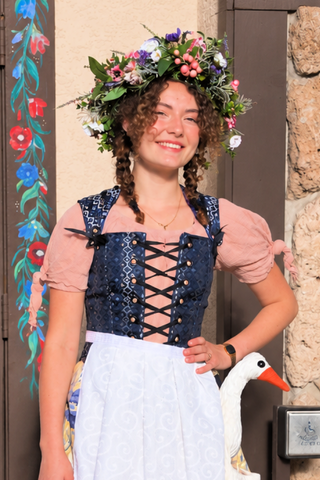 25. Elizabethan Corset in Blue Troubadour Jacquard - Oktoberfest Sets Collection