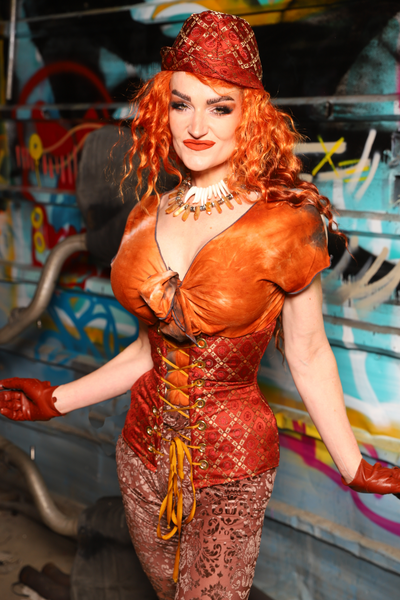 Wench Underbust Corset in Persimmon Square - The "Ensembled in Embers" Collection
