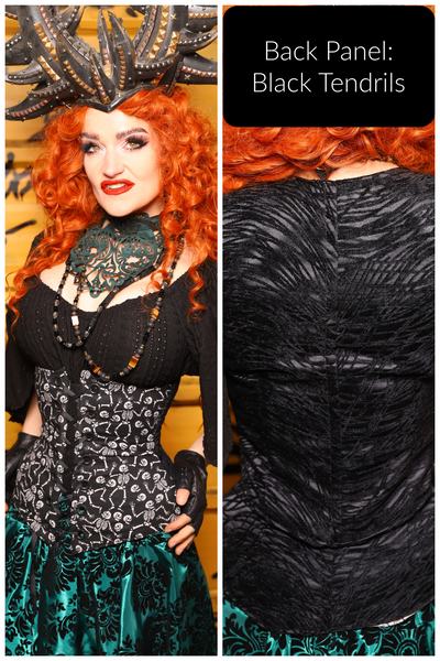 41. Wench Corset in Black Tendrils w/Dancing Skeletons - The Parlay and Promenade Collection