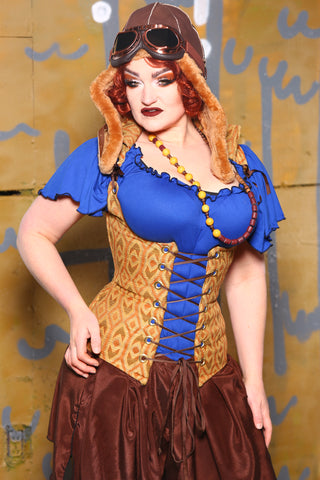 Vixen Corset in "Give a Hoot" Gold - The Fight or Flight Collection