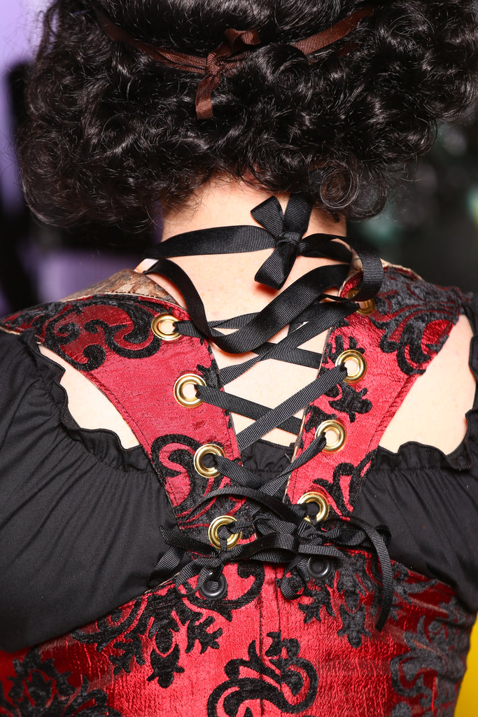 Detachable Voyager Foldover Collar Straps in Red and Black Filigree - Choose Your Own Adventure Collection