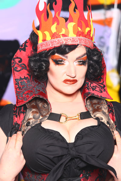 Detachable Villain Collar in Red & Black Filigree -Choose Your Own Adventure Collection
